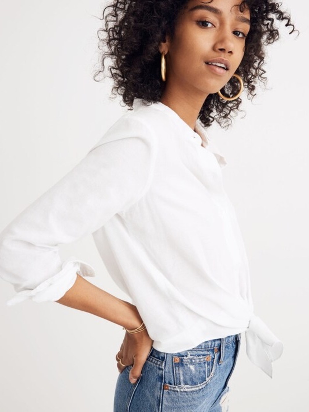 White Madewell Tie Front Shirt Size XS